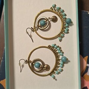 Gold & Turquoise Hoops